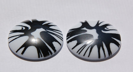 Vintage Black Splatter Cabochon 30mm (2) cab393E