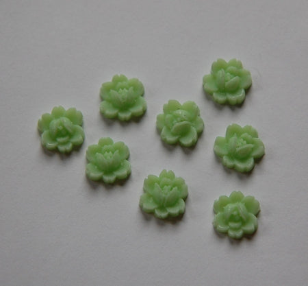 Vintage Style Green Rose Flower Cabochon 11mm cab350E
