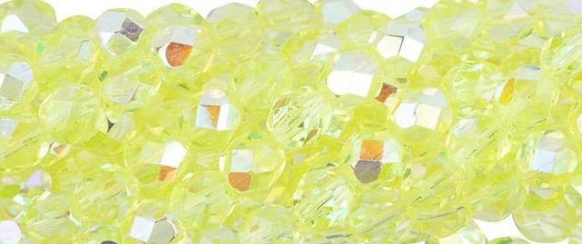 6mm Jonquil AB Czech Firepolish Faceted Glass Beads (25)