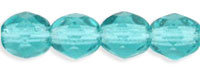 4mm Light Teal Czech Firepolish Faceted Glass Beads (50)