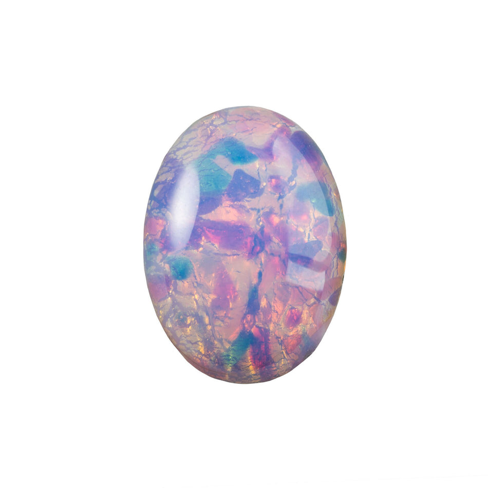 Fire Opal Harlequin Glass Oval Cabochon 25x18mm (1) cab5006K