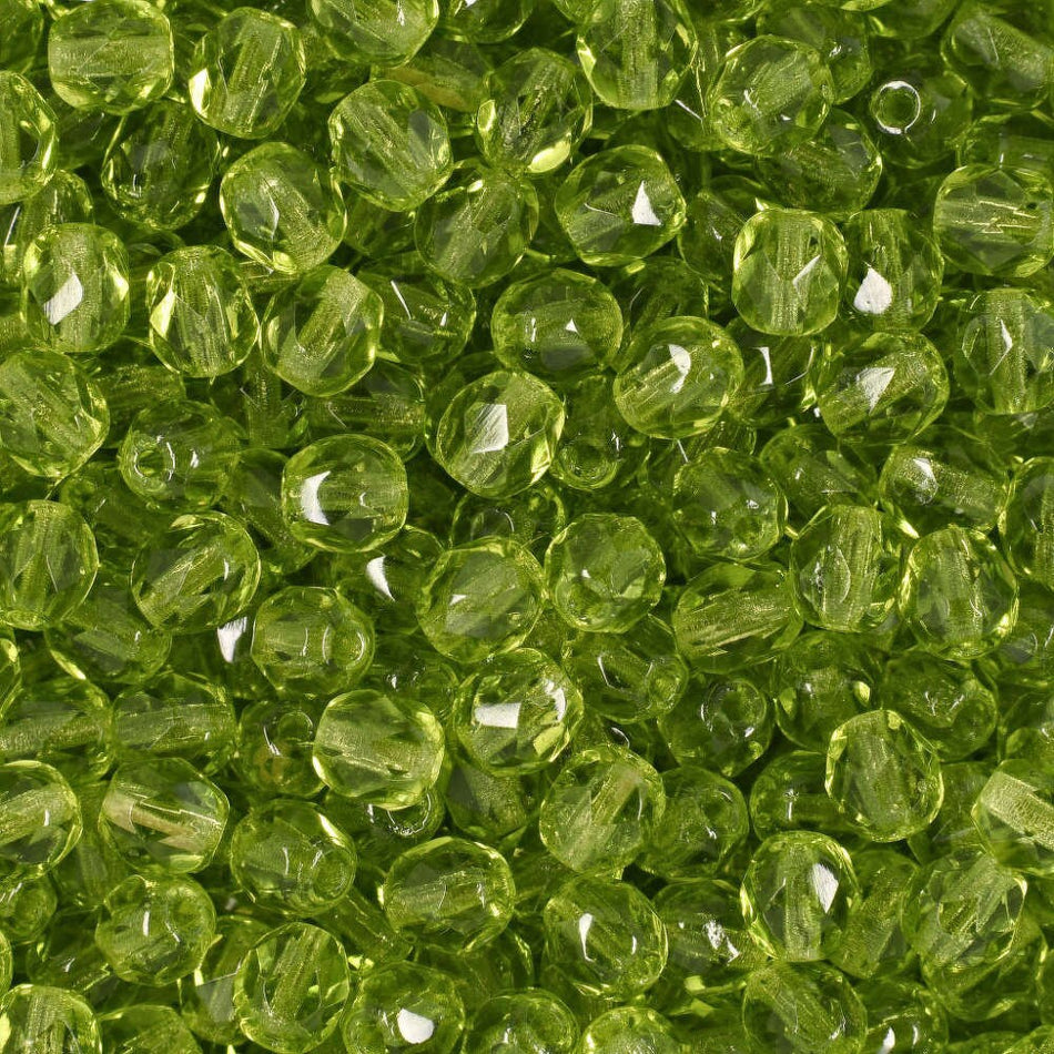 Czech Faceted Olivine Firepolish Glass Beads 4mm (50) 1-04-50