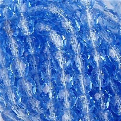 Czech Faceted Medium Sapphire Firepolish Glass Beads 4mm (50) 1-04-3003