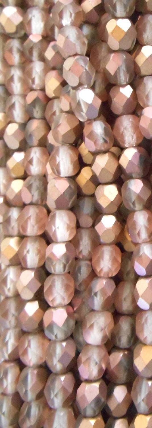 Czech Faceted Matte Apollo Gold Firepolish Glass Beads 6mm (25)