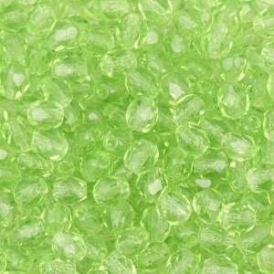 6mm Czech Faceted Lime Green Firepolish Glass Beads (25)