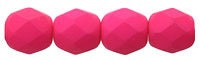6mm Czech Faceted Opaque Neon Pink Firepolish Glass Beads (25)