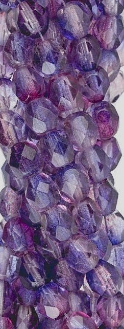 6mm Czech Faceted Dual Coated Amethyst Fuchsia Firepolish Glass Beads (25)