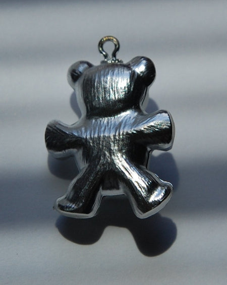 Vintage Silver Acrylic Teddy Bear Charm chr014E