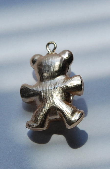 Vintage Gold Acrylic Teddy Bear Charm chr014D
