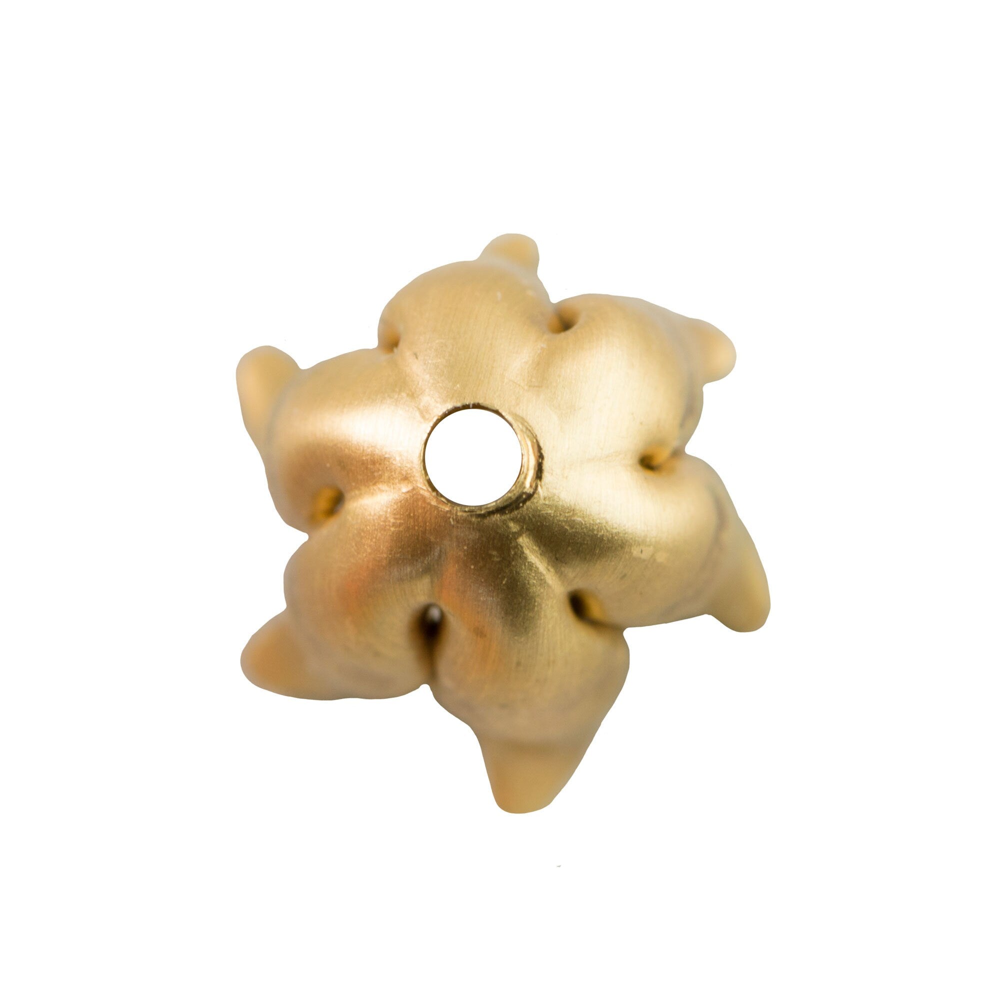 Raw Brass 6 Wavy Petal Flower Bead Cap (8) mtl073