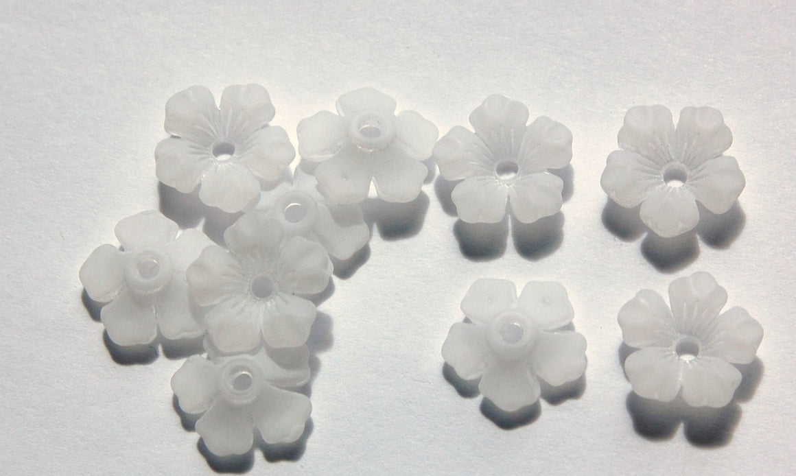 Matte White Stacking Flower Beads 14mm bds671C