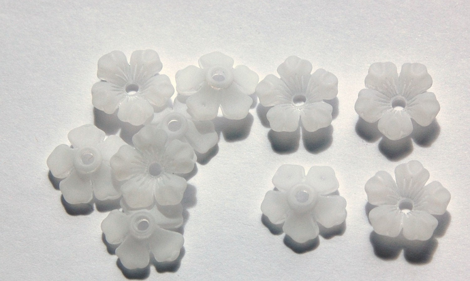 Matte White Stacking Flower Beads 14mm bds671C