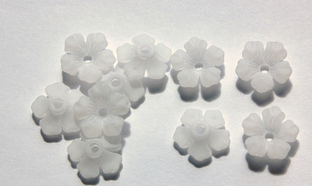 Matte White Stacking Flower Beads 14mm bds671C