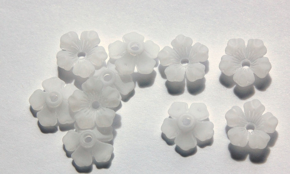 Matte White Stacking Flower Beads 14mm bds671C