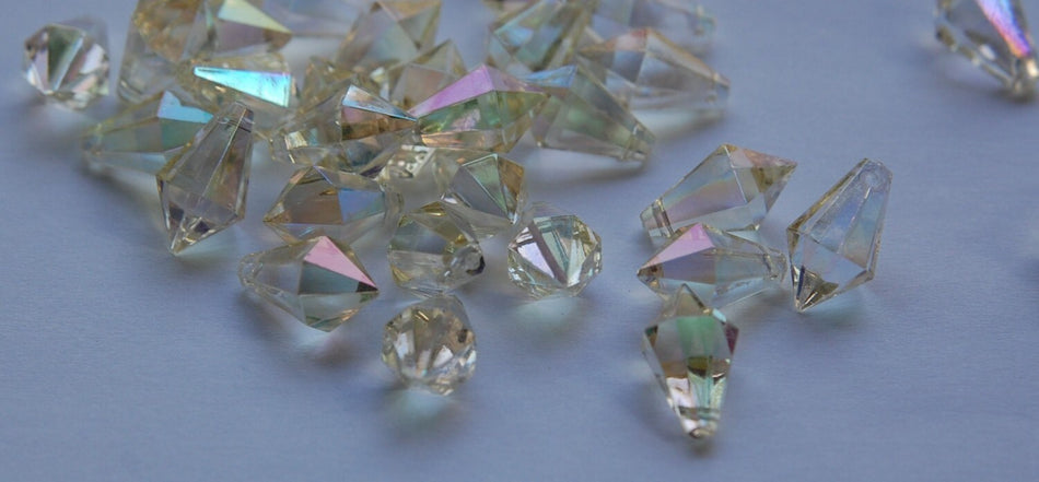 Vintage West German Acrylic AB Faceted Prism Drops bds796