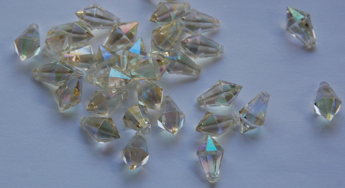 Vintage West German Acrylic AB Faceted Prism Drops bds796