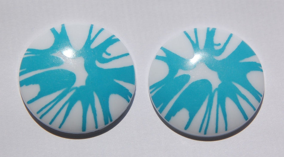 Vintage Blue Splatter Cabochon 30mm (2) cab393C