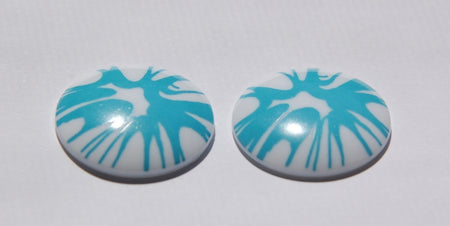 Vintage Blue Splatter Cabochon 30mm (2) cab393C