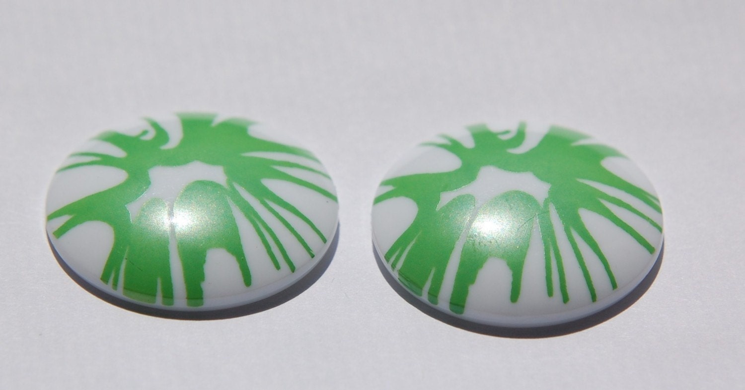 Vintage Green Splatter Acrylic Cabochon 30mm (2) cab393