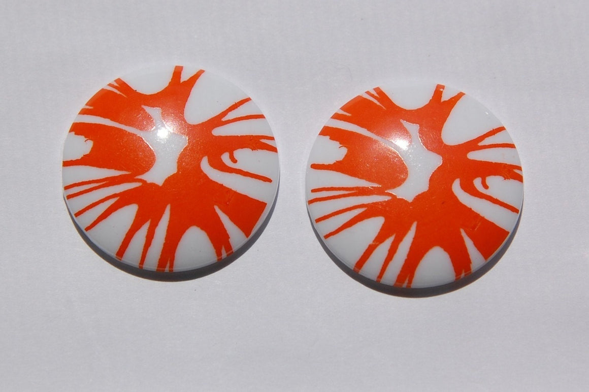 Vintage Orange Splatter Cabochon 30mm (2) cab393B