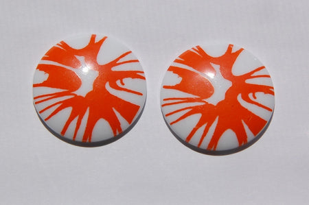 Vintage Orange Splatter Cabochon 30mm (2) cab393B