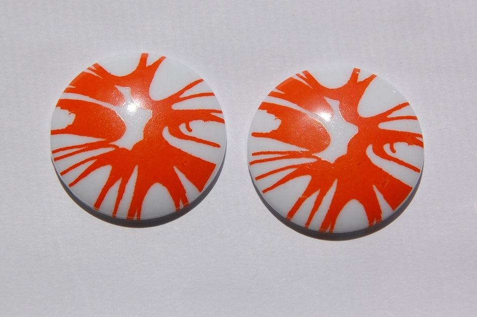 Vintage Orange Splatter Cabochon 30mm (2) cab393B