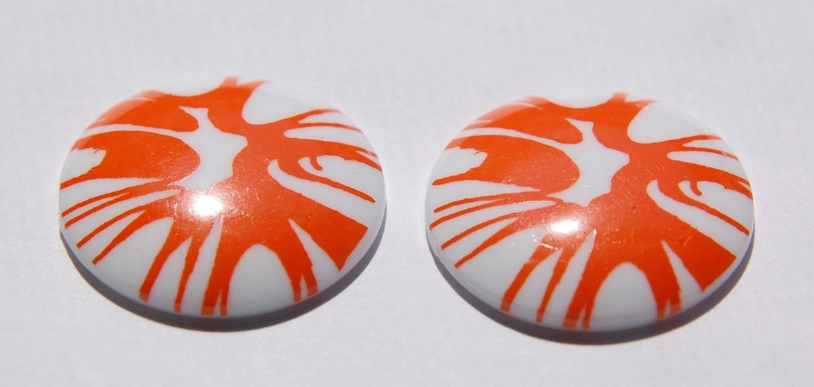 Vintage Orange Splatter Cabochon 30mm (2) cab393B