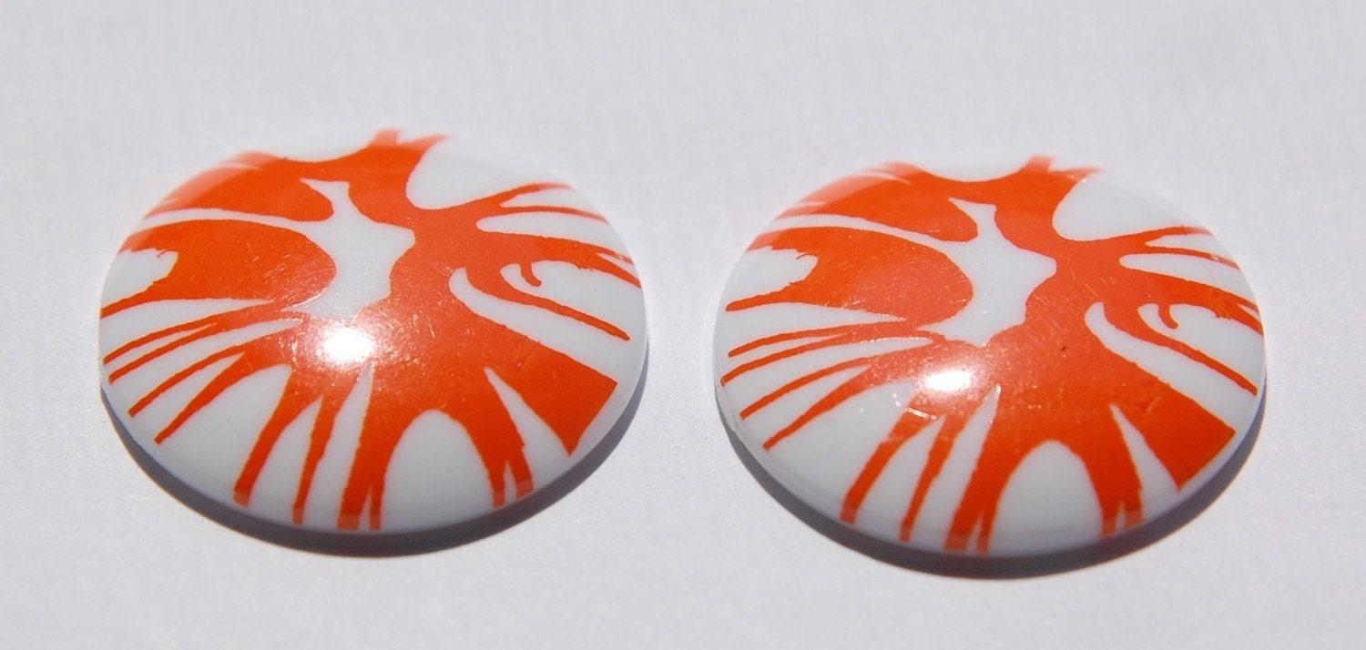 Vintage Orange Splatter Cabochon 30mm (2) cab393B