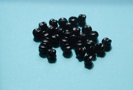 Black Glass Baroque Melon Beads (8) grm012B