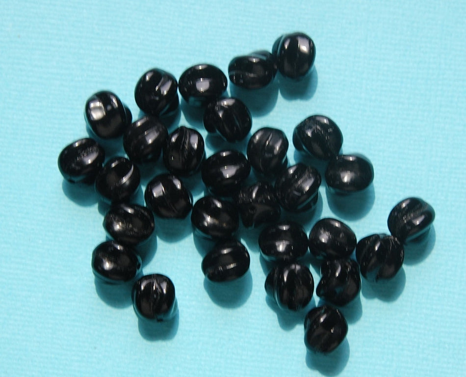 Black Glass Baroque Melon Beads (8) grm012B