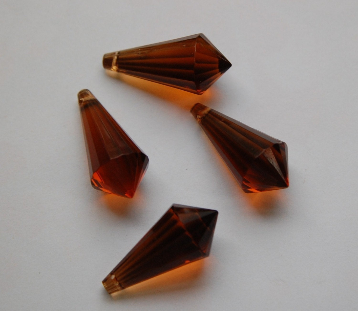 Vintage West German Faceted Prism Topaz Bead Drops bds808