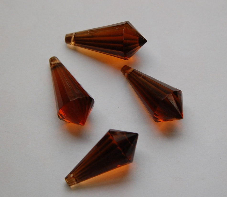 Vintage West German Faceted Prism Topaz Bead Drops bds808