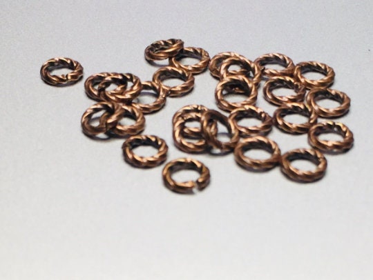 144pc/6mm Antique Copper Plated Twist Open Jump Rings 18G