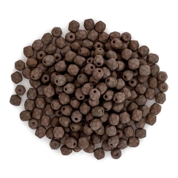Czech Faceted Saturated Brown Firepolish Glass Beads 3mm (50)