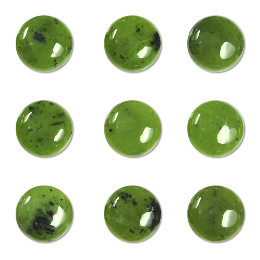 Dakota Stones Jade 10mm Round Coin Cabochon Gemstones. (1) CAB-JAD10DC