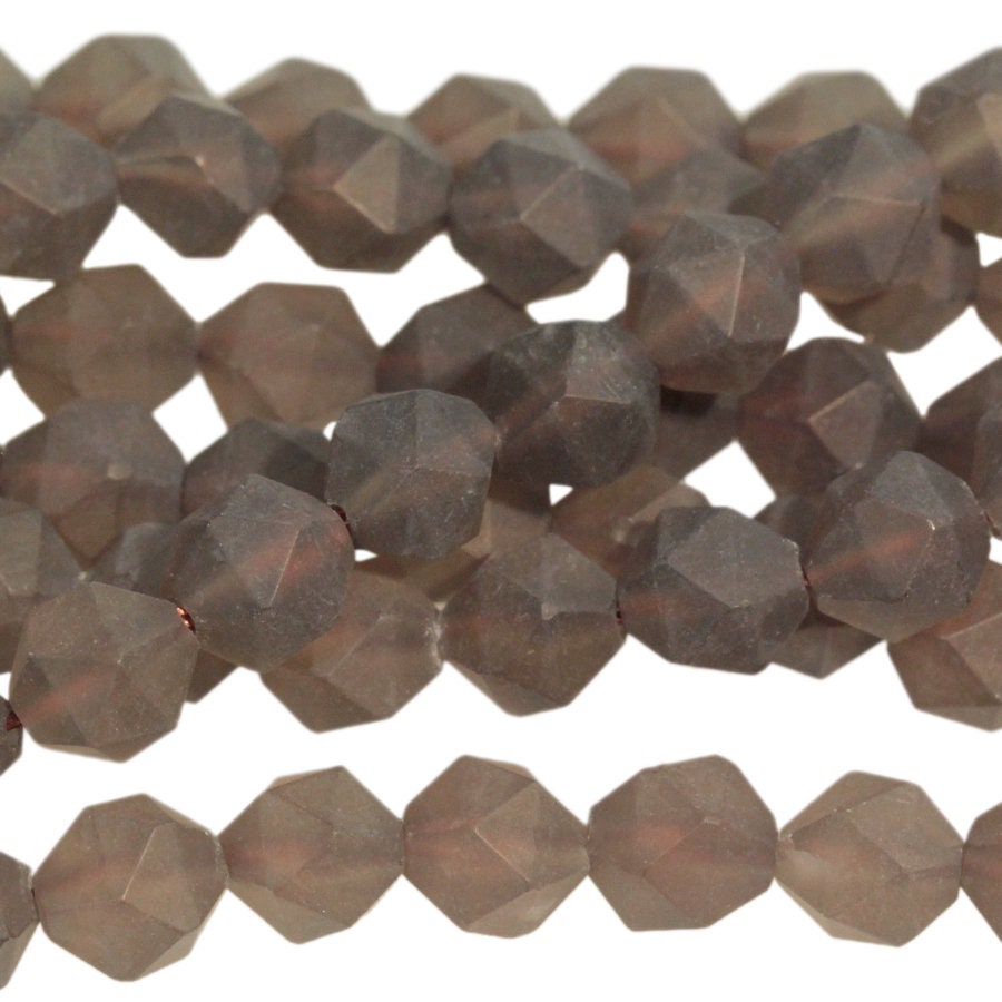 Dakota Stones Matte Smoky Quartz 6mm Star Cut Faceted  Gemstones 15-16" Strand SQZ6RD-M-SC