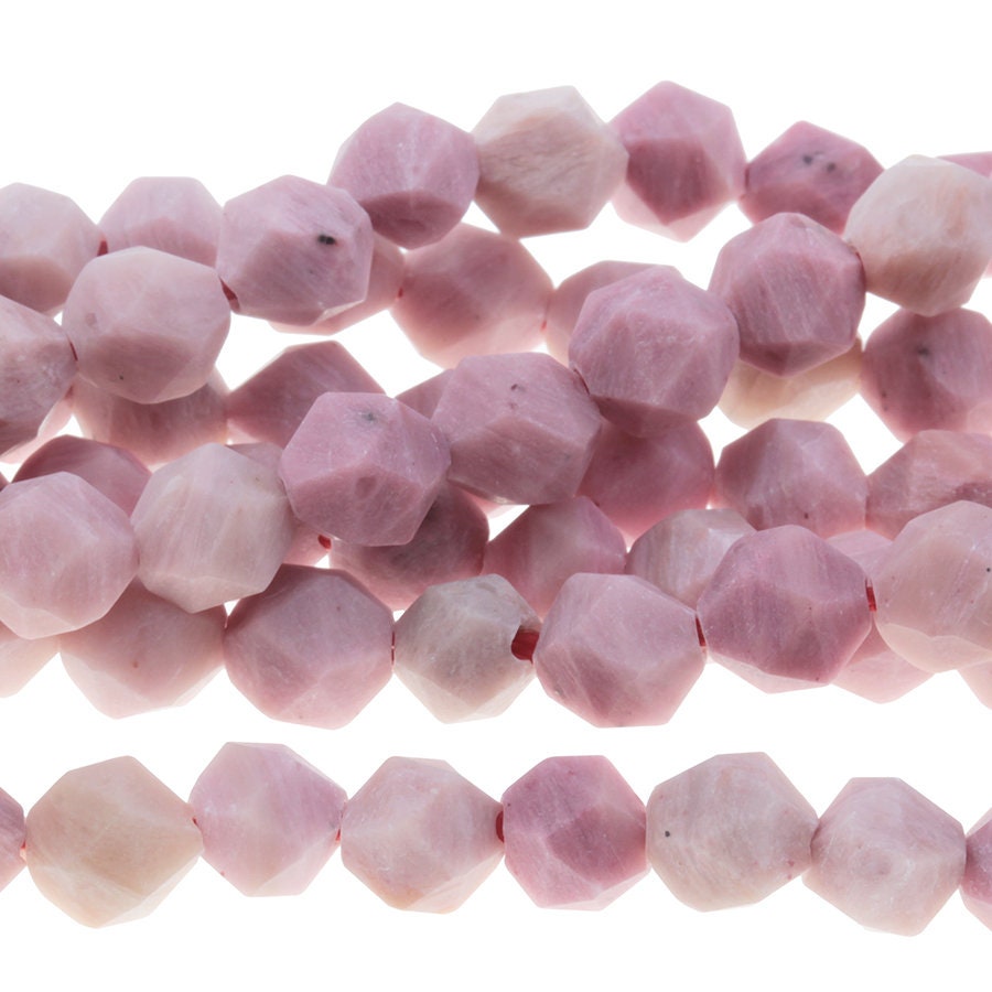 Dakota Stones Matte Rhodonite 6mm Star Cut Faceted  Gemstones 15-16" Strand RHO6RD-M-SC
