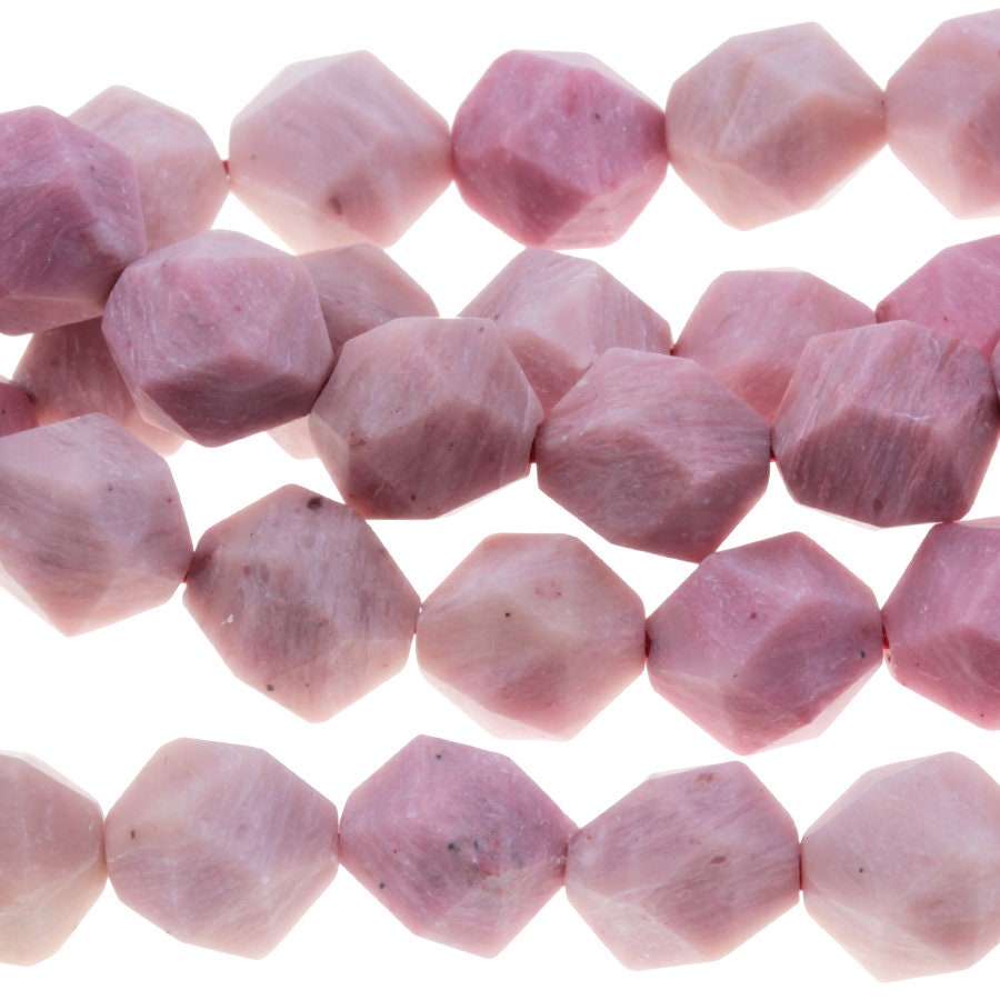 Dakota Stones Matte Rhodonite 8mm Star Cut Faceted Gemstones 15-16" Strand RHO8RD-M-SC