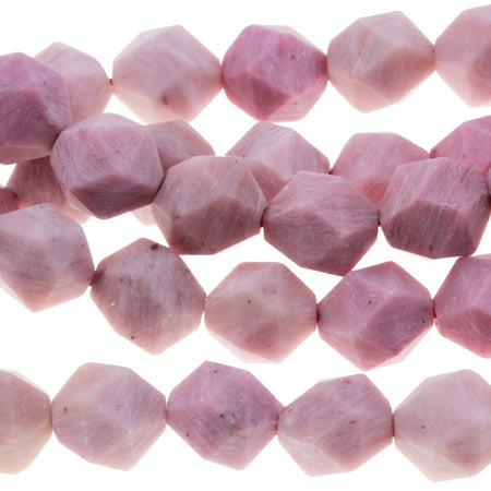 Dakota Stones Matte Rhodonite 8mm Star Cut Faceted Gemstones 15-16" Strand RHO8RD-M-SC