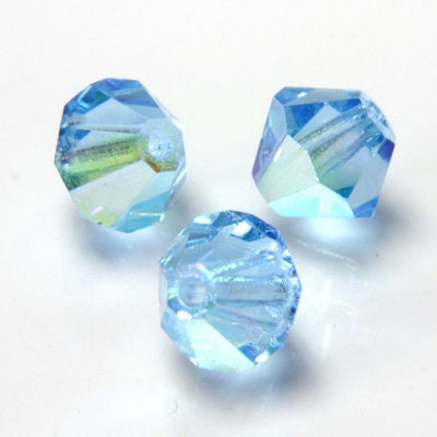 4mm Aquamarine AB Czech Faceted Bicone Glass Beads 4mm (50) CZH-00041L