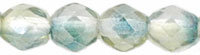 4mm Luster Blue/Crystal Czech Firepolish Faceted Glass Beads (50)