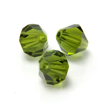 Czech Faceted Olivine Bicone Glass Beads 4mm (50) CZH-00041Z