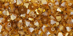 Czech Faceted Hematite Luster Topaz Bicone Glass Beads 4mm (50) CZH-00041AG