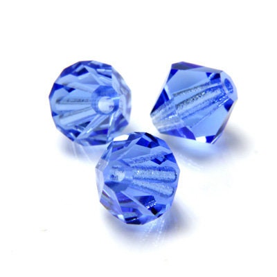Czech Faceted Sapphire Blue Bicone Glass Beads 4mm (50) CZH-00041AL