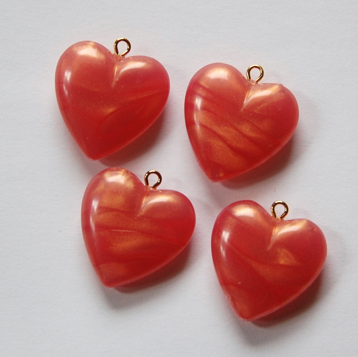 Vintage Peach Rose Pearl Acrylic Heart Charms Pendants chr175