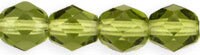 Czech Faceted Olivine Firepolish Glass Beads 6mm (25)