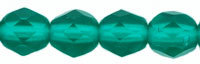 Czech Faceted Matte Emerald Green Firepolish Glass Beads 6mm (25)
