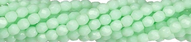 Czech Faceted Opaque Pale Jade Firepolish Glass Beads 6mm (25)