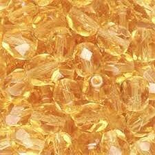 Czech Faceted Light Topaz Firepolish Glass Beads 6mm (25)