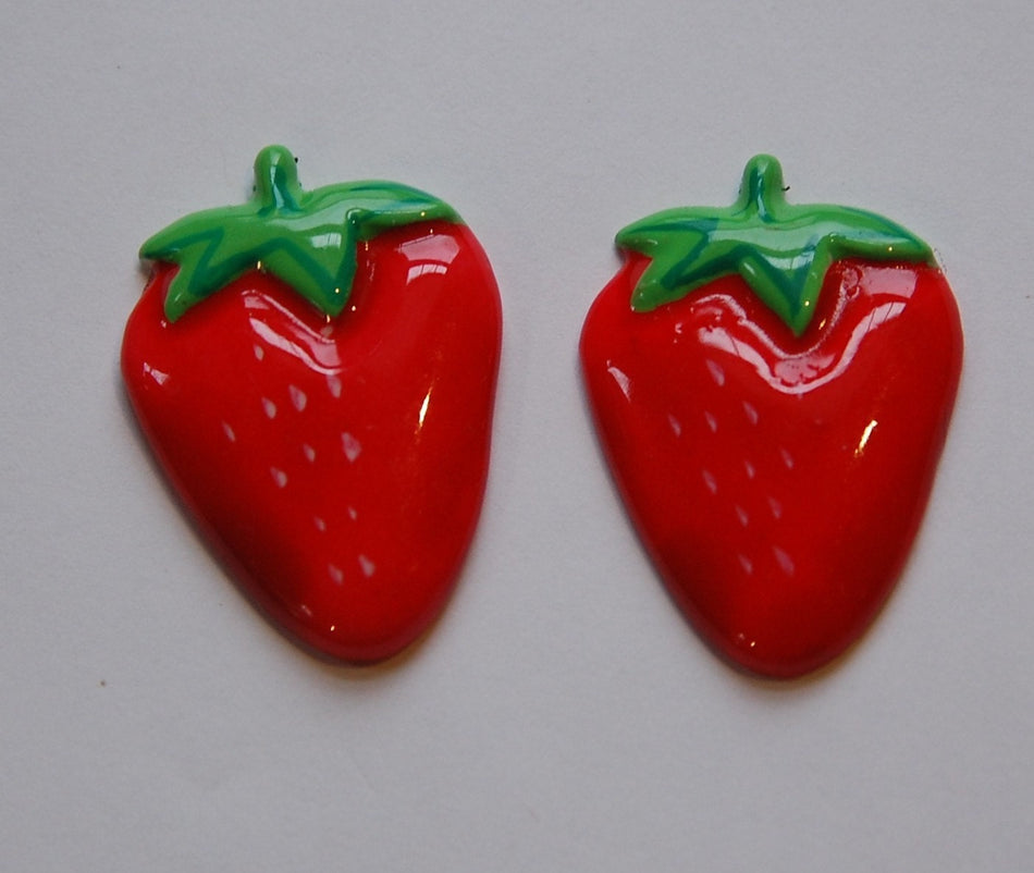 Vintage Acrylic Strawberry Cabochons cab125F
